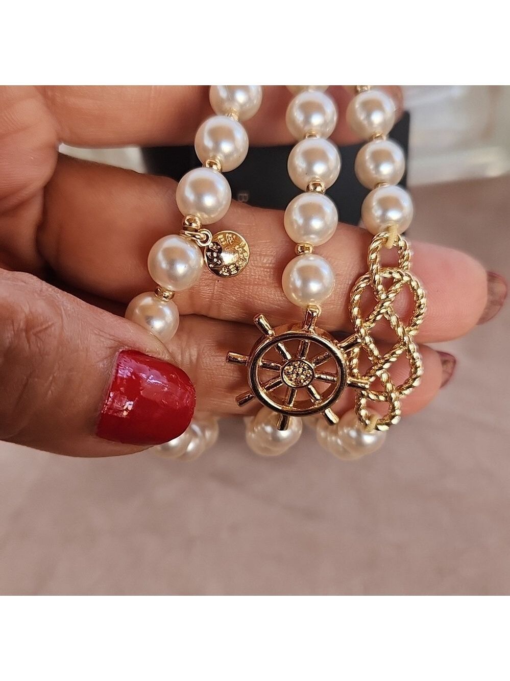 J. Crew Pearl Bracelet Set‎ Nautical Charm Gold Tone Elegant Jewelry - Picture 5 of 6